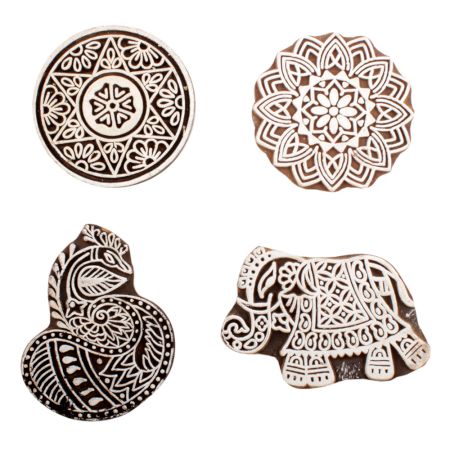 Set of 4 Piece New Mix Wooden Printing Block